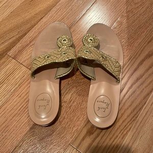 Jack Rogers capri raffia sandal in natural chevron, size 8.5, gently worn
